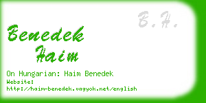 benedek haim business card